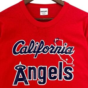 VTG Eastport California Angels Red Single Stitch SZ L MLB Made in USA 80s 90s